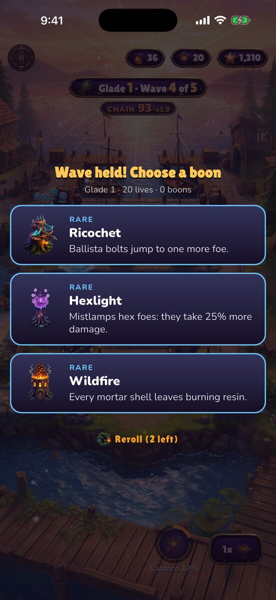 Choosing a boon card in the Wildwood Run